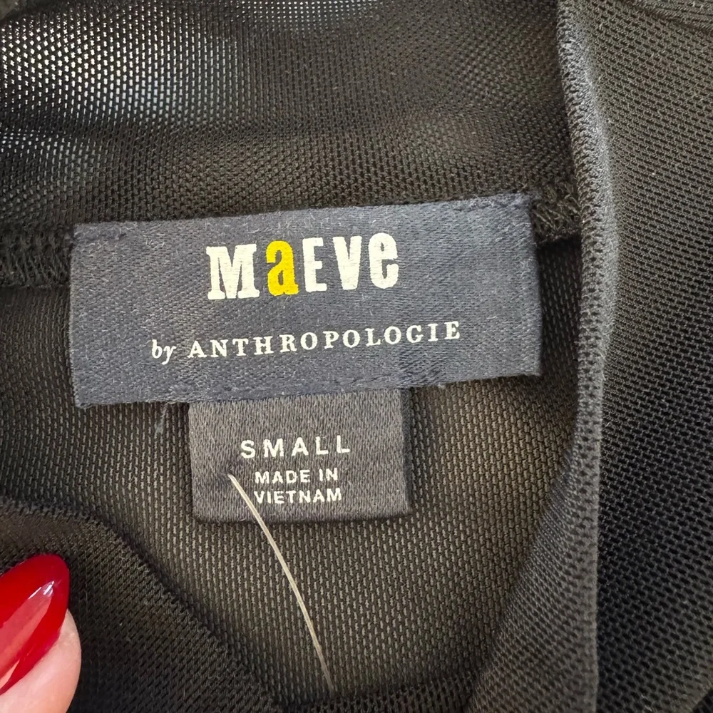 Maeve by Anthropologie Sequin Mesh Mock Neck Top Size S - Picture 2 of 5